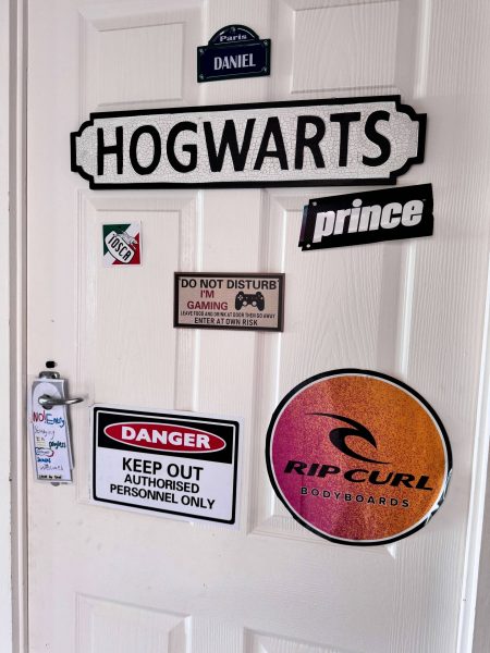 Photo of the bedroom door of a teenager in a private home in Ballito, Durban, South Africa