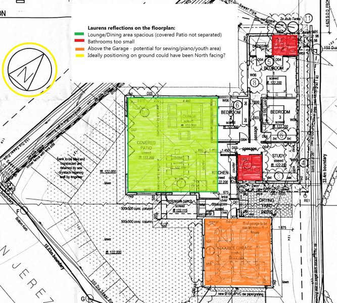 Floorplan of the home in Ballito, Durban, South Africa with comments
