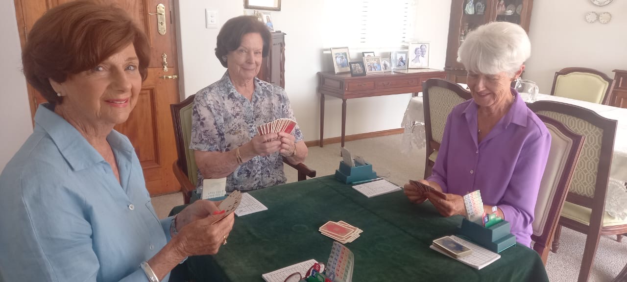 Playing bridge is a regular social activity in the week.