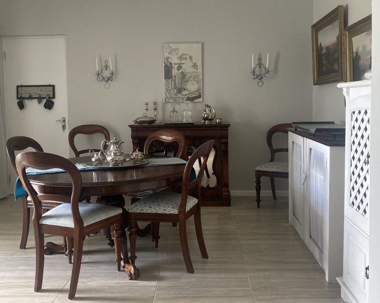 Dining area with a door leading to study and garage.