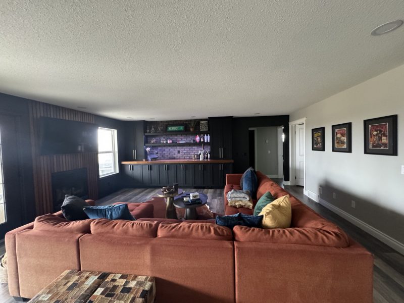 Large walkout basement serves as a dedicated space for entertainment.