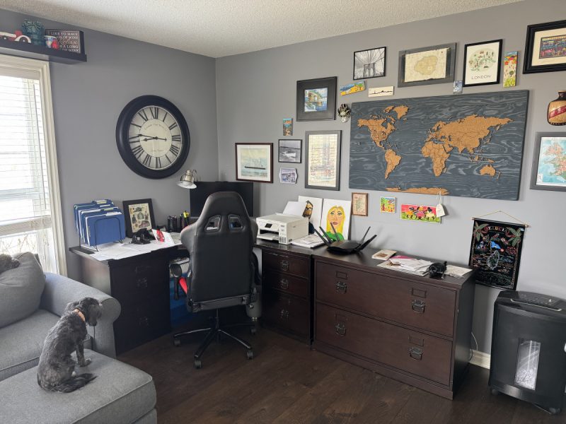 Photo of the home office - well used as a central hub for the administration of the large agricultural operations and Lindsay’s nursing job.