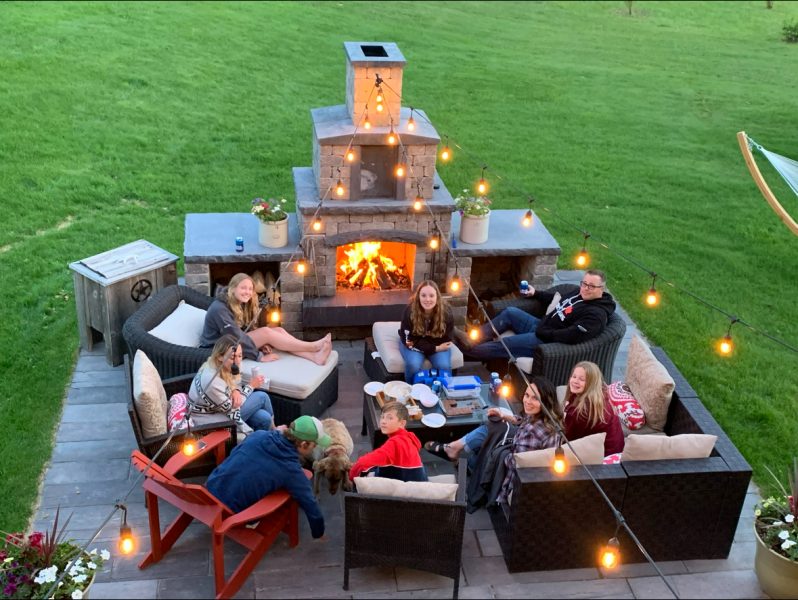 Outdoor kitchen and fireplace handcrafted by Lindsay’s husband Doug and the kids - serving as a splendid entertaining area