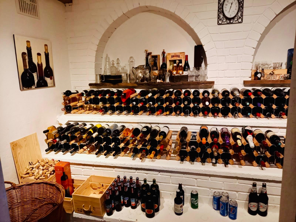 Photo of the wine cellar that was created.
