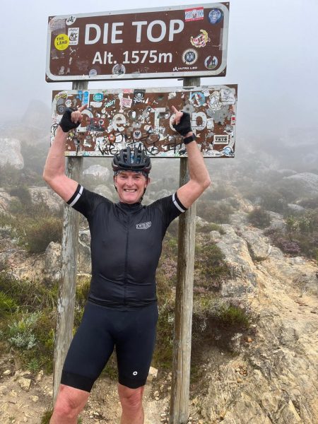Photo of Hilton during a cycling tour - one of his favourite sporting activities.