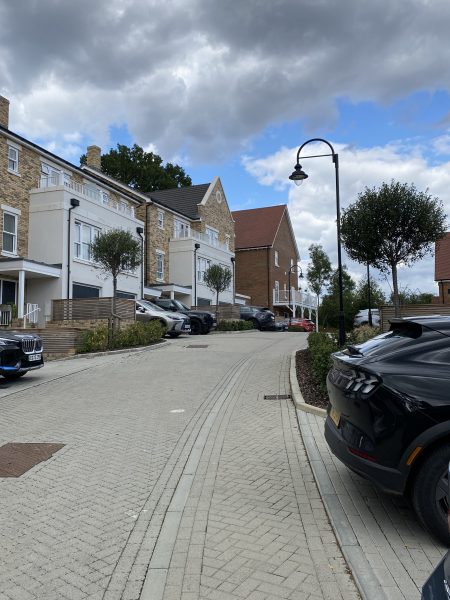 Photo of the approach to the semi-detatched house on the right