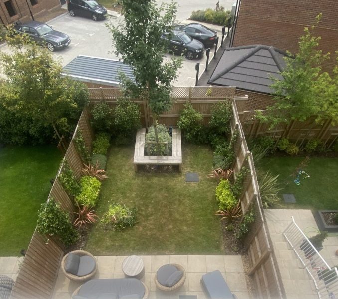 Photo of the garden taken from the top floor
