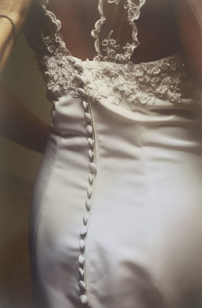 Detail photo of the back of a bridal dress