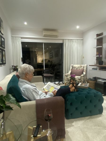 Photo of someone relaxing on the sofa in the lounge